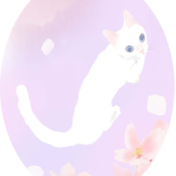 猫と桜のスマホケース　昼桜ver/夜桜ver　受注生産　各種機種対応　 4枚目の画像