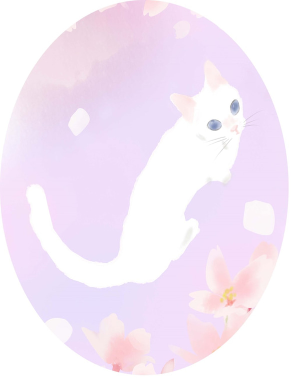 猫と桜のスマホケース　昼桜ver/夜桜ver　受注生産　各種機種対応　 4枚目の画像