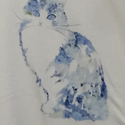 可愛的碎花貓T卹藍色/灰色可定做各種尺寸 第2張的照片