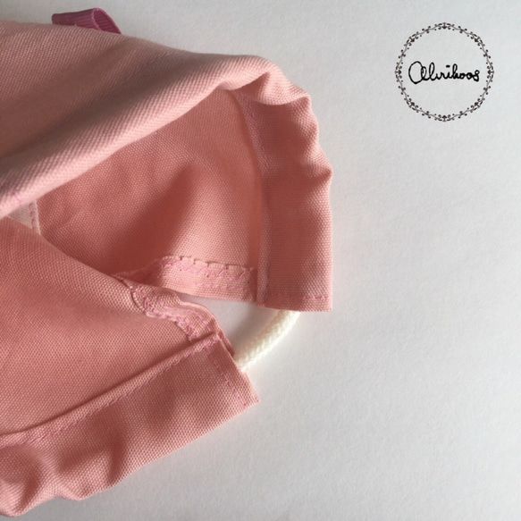 【受注制作】ピンクストライプの巾着袋（大）30ｘ25 2枚目の画像