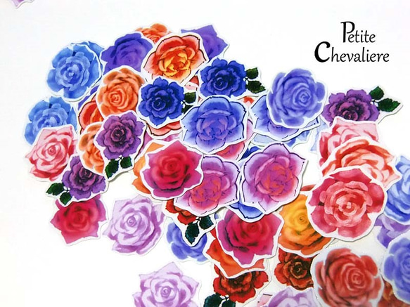フレークシールバラ売り 花盛り・薔薇☆たっぷり使える72枚入り☆【フレークシール
