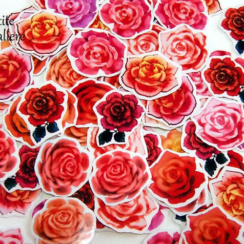 花盛り・薔薇☆たっぷり使える72枚入り☆【フレークシール】 シール