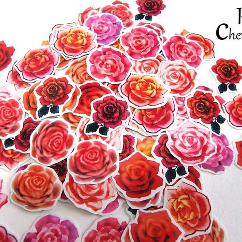 花盛り・薔薇☆たっぷり使える72枚入り☆【フレークシール】 シール