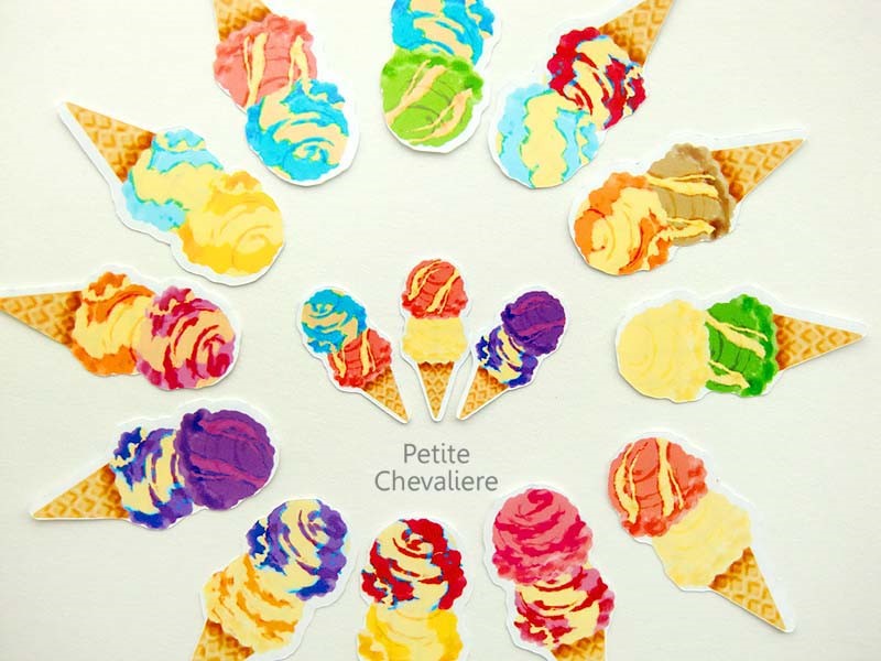 ネイルシール☆F55 カラフル スイーツ カップケーキ アイスクリーム