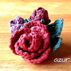 小さな薔薇のコサージュ　アンティークピンク＋紫系 2枚目の画像