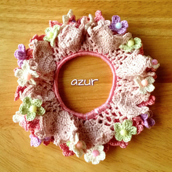 ピンクハートと小花のシュシュ シュシュ azur 通販 4931491