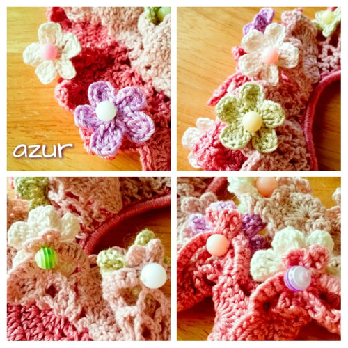 ピンクハートと小花のシュシュ シュシュ azur 通販 4931491