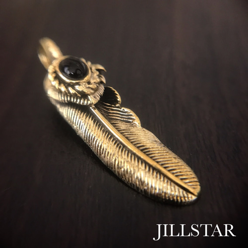 真鍮フェザーペンダントトップオニキスゴローズ好きな方必見です