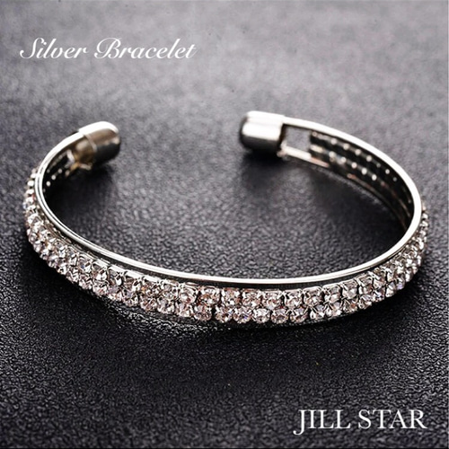 未使用品シルバー925バングル ブレスレットT字形キュービックジルコニアCZ Silver】キュービックジルコニアブレスレット☆バングル☆ライン
