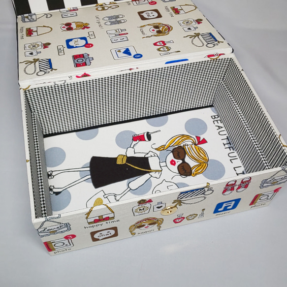 キラキラガールズのBOX（トレイ付）★裁縫箱、お道具箱にも 5枚目の画像