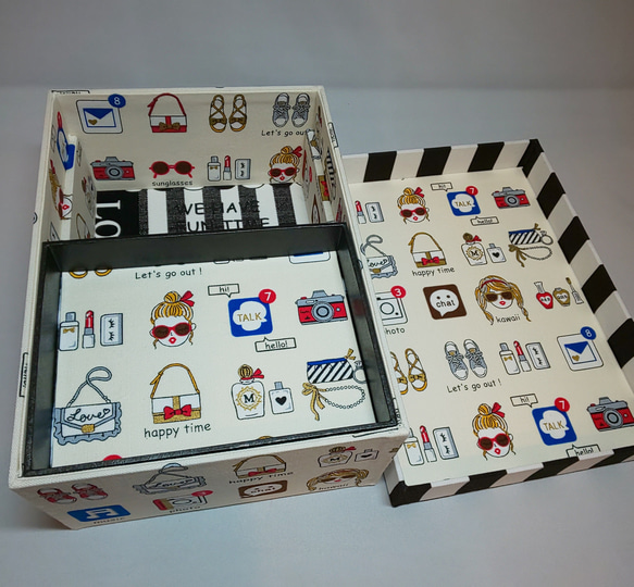 キラキラガールズの蓋付BOX（裁縫箱、お道具箱にも) 3枚目の画像