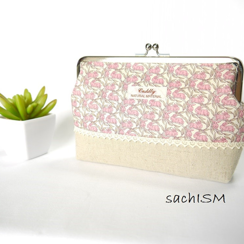 リバティ がま口通帳ポーチ コットンテイルP がま口 sachISM 通販  