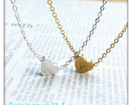 無料で刻印❤︎厚みのあるプチハートのペンダント ネックレス