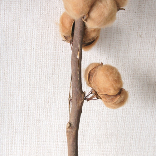 造花】コットンフラワー茶色 7輪 3本セット 65cm その他素材