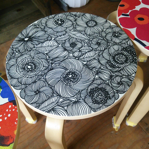 椅子のデコパージュ/マリメッコ ゼラニウム 椅子（チェアー