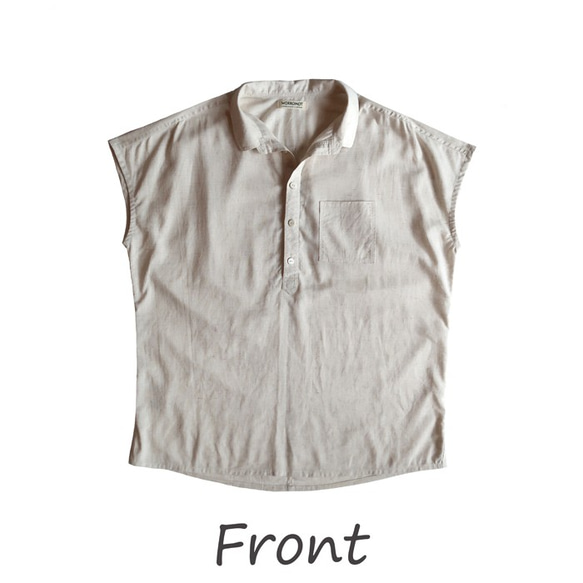 【ネット限定】 レーヨン & リネン シャツ 半袖 麻 ゆったりサイズ M　L オフホワイト ユニセックス 6枚目の画像