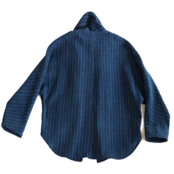 【 春の新作 】 インディゴ・手織り・ドルマンスリーブジャケット 7枚目の画像