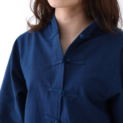 『 Tomo 』 コットン100% 手織り チャイナボタン インディゴカラー ジャケット 5枚目の画像