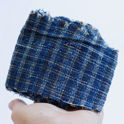 『 Tomo 』 コットン100% 手織り インディゴ染め フレンチスリーブ チュニック ワンピース 8枚目の画像