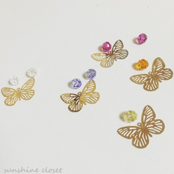 【14kgfフック】 Butterfly ピアス フューシャピンク 【スワロフスキー・France製】 3枚目の画像