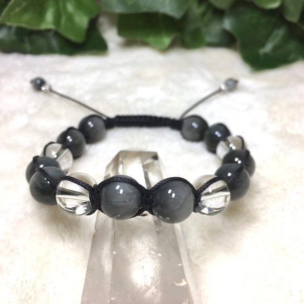ひも編みブレスレット★仕事力ＵＰ★すべてを見通す力！【イーグルアイ・水晶】 Men'sサイズ /天然石