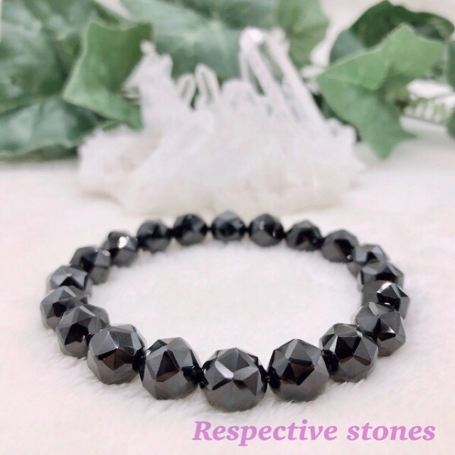 ブレスレット★ブラックスピネル(10ミリ)＜勝利・積極性・目標達成＞Men'sサイズ◆天然石/mbl-15