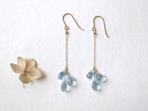 スカイブルートパーズの連なりピアス