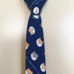 【ネクタイ】紺柴犬　《プレゼントにもオススメ♪》 1枚目の画像