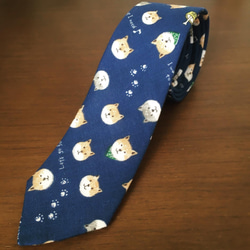 【ネクタイ】紺柴犬　《プレゼントにもオススメ♪》 2枚目の画像