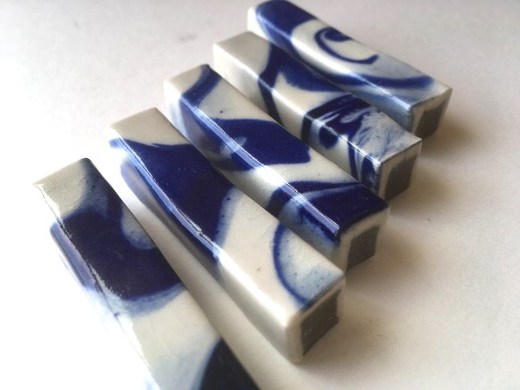 箸置き  陶器  5個セット  マーブル(墨流)模様　送料無料