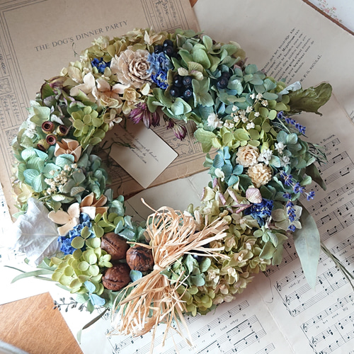 紫陽花クルミリース 