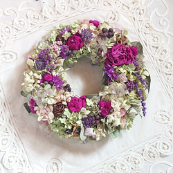 ―botanical cake―葡萄色のお花リース 2枚目の画像