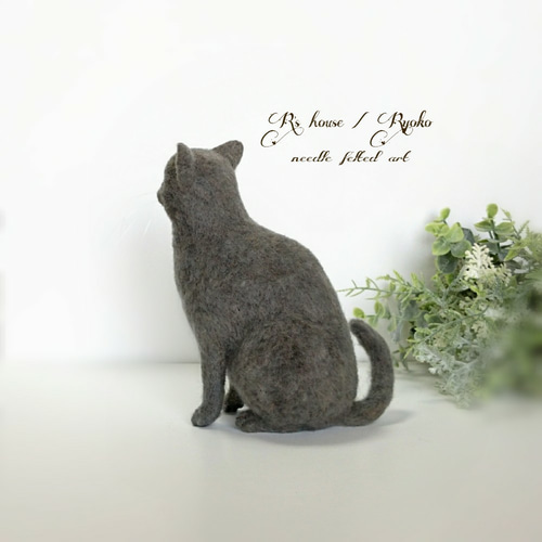 ブリティッシュショートヘア 羊毛フェルト ぬいぐるみ 猫 置き物
