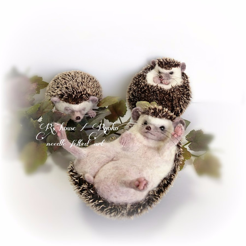 羊毛フェルト ハリネズミ / ピグミーヘッシホッグ(仰向け) 人形 羊毛