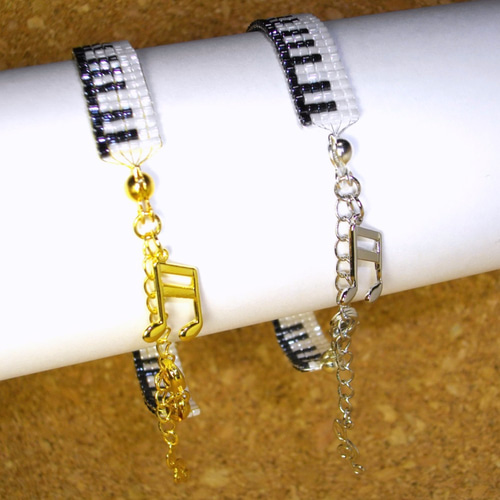 ♪ピアノ鍵盤ブレスレット♪ゴールド/シルバー ブレスレット