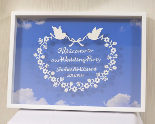 切り絵 オーダー《L-デザイン》背景あり ウエルカムボード 結婚