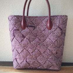 網代編織袋紫紅色縐 第1張的照片