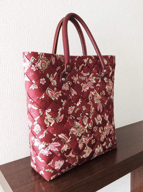 Ajiro編織袋深紅色的花L國內免費送貨 第2張的照片