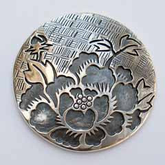 【受注制作】シルバー925 コンチョ「古典文様 牡丹」 ■送料無料■