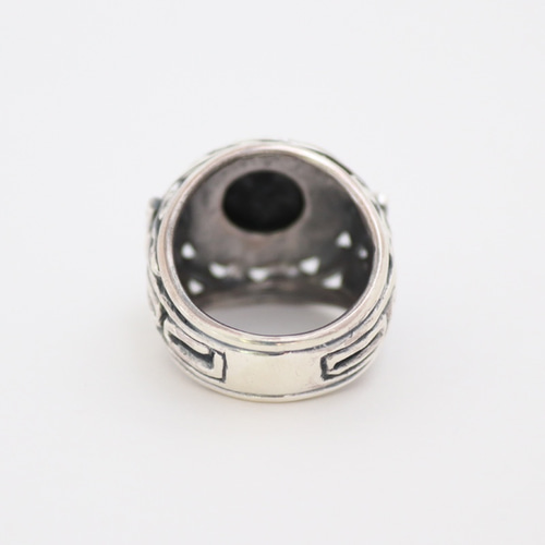 ハンドメイド　シルバーリング　ヒスイ 糸魚川ヒスイ シルバー925 縄文土器リング 22号(サイズ直し有料