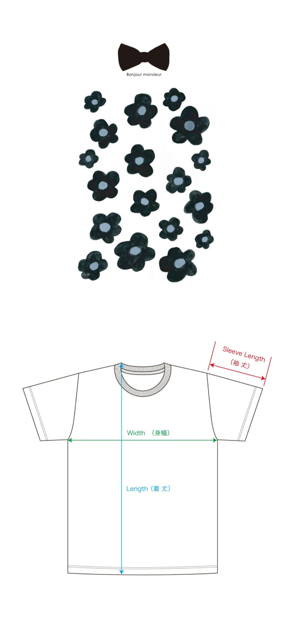 flower black（KIDS）Tシャツ 4枚目の画像