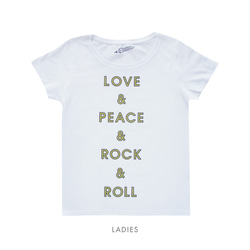 ラブ＆ピース＆ロック＆ロール（LADIES 有り）Tシャツ 2枚目の画像