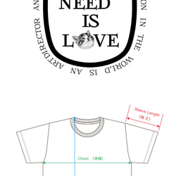 ALL YOU NEED IS LOVE 猫 ユニセックス Tシャツ 2枚目の画像