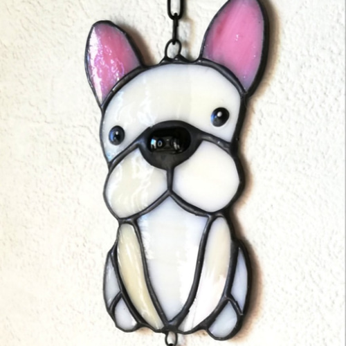 受注生産】ステンドグラス オーナメント（フレンチブルドッグ） サン