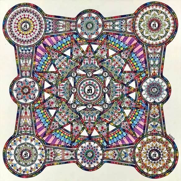 普賢菩薩デザインアート 普賢菩薩曼荼羅その1】原画 絵画 kitatik 通販 10276025｜Creema