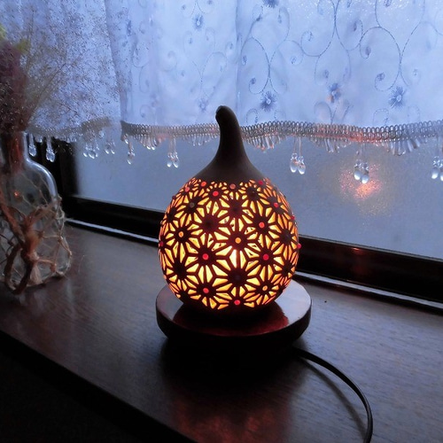 ひょうたんランプ「麻の葉柄その4」 スタンドライト・テーブルランプ