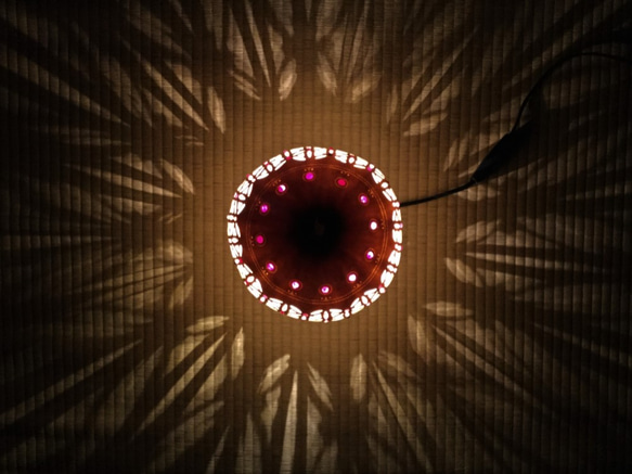 ひょうたんランプ「フラワーオブライフ~ピンク瑪瑙２」 2枚目の画像
