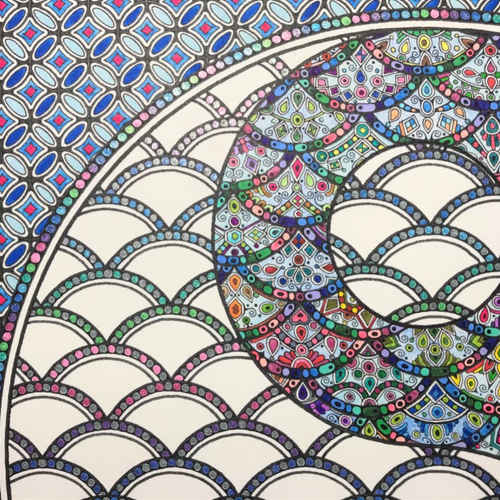 オリジナル曼荼羅アート【蒼空太極図】（原画） 絵画 kitatik