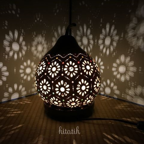 ひょうたんランプ《菊六角だるま》 スタンドライト・テーブルランプ