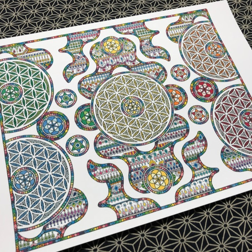クインティプルヒーリング】A4オリジナル神聖幾何学アート 絵画